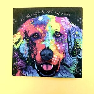 Dean Russo Dog Love Ceramic Art Coaster - Golden Retriever